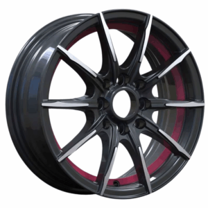 14" Mag Wheel – 4×100 (Black Machined Face + Red Lip) OYTOS911