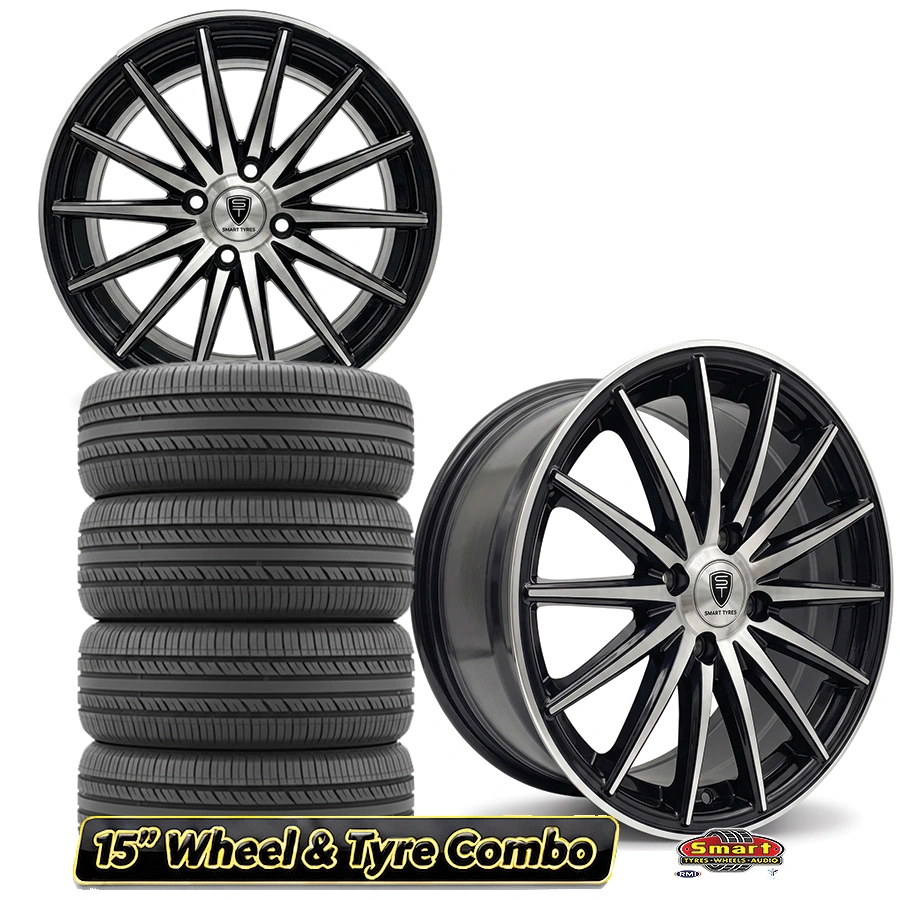 15" 4X100 VOSSN MULTISPOKE STYLE WHEEL & TYRE COMBO