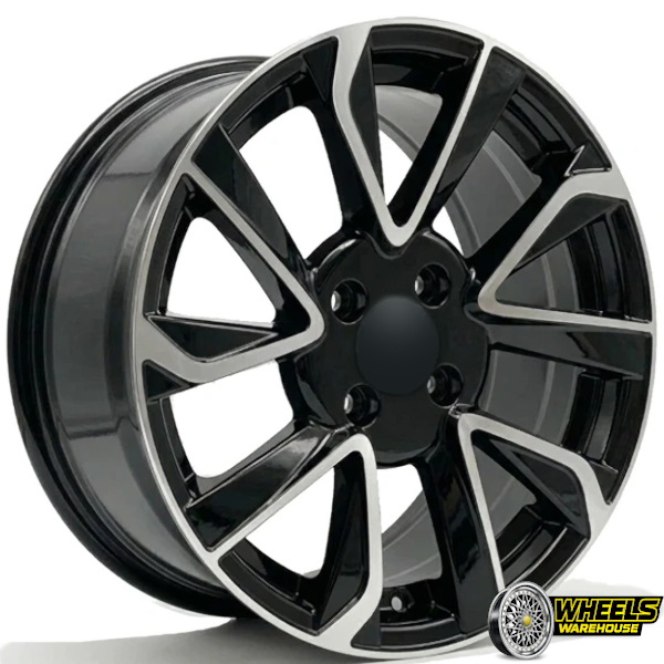 17"x7.5 5X100 DX381 MAG WHEEL SET BLACK MACHINED FACE