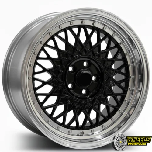 17″x7.5 5X100 OTA067 MAG WHEEL SET BLACK MACHINED LIP