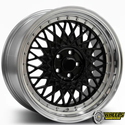 17″x7.5 4X100 OTA098 MAG WHEEL SET BLACK MACHINED LIP