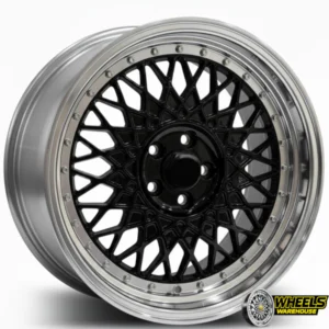 17"x8 5X100 OTE014 MAG WHEEL SET GLOSS BLACK WITH HIGH POLISH LIP
