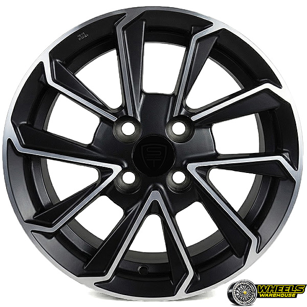 14"x6 4X100 YZT149 MAG WHEEL SET MACHINE BLACK - Image 2