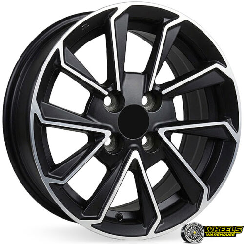 14″x6 4X100 YZT149 MAG WHEEL SET MACHINE BLACK