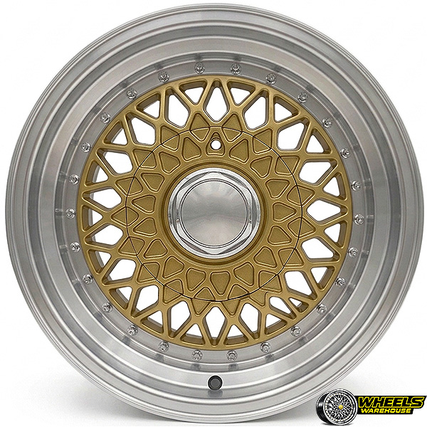 14"x5.5 4X100/4X114 OY10BBS14-YZTV44 MAG WHEEL SET GOLD MACHINED LIP+GR - Image 2