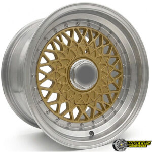 14"x5.5 4X100/4X114 OY10BBS14-YZTV44 MAG WHEEL SET GOLD MACHINED LIP+GR