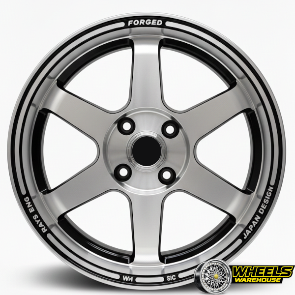 15"x6.5/7 4X100 DX008 MAG WHEEL SET BLACK MACHINE FACE - Image 2