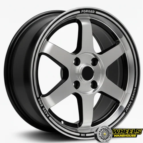 15″x6.5/7 4X100 DX008 MAG WHEEL SET BLACK MACHINE FACE