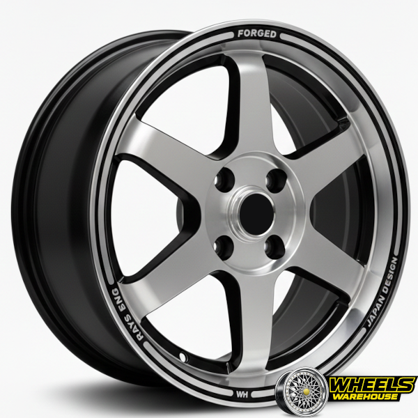 15"x6.5/7 4X100 DX008 MAG WHEEL SET BLACK MACHINE FACE