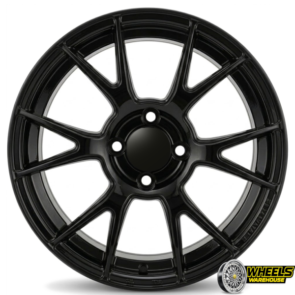 15"x7.0 4X100 DX149 MAG WHEEL SET BLACK - Image 2