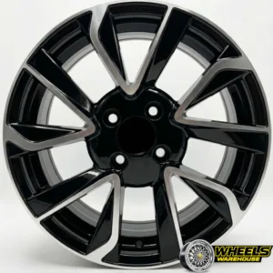 15"x6.5 4X100 DX381 MAG WHEEL SET BLACK+MACHINE FACE