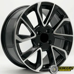 15"x6.5 4X100 DX381 MAG WHEEL SET BLACK+MACHINE FACE