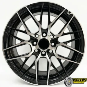 15"x7.0 4X100/4X114 DX244-OYTS353-YZTV23 MAG WHEEL SET BLACK MACHINED FACE+CHR UNDERCUT