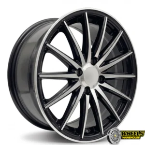15"x7.0 4X100 YZTV66 MAG WHEEL SET MACHINE BLACK CONCAVE