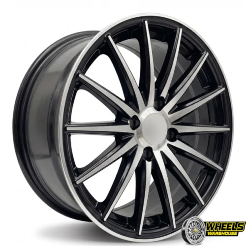 15″x7.0 4X100 YZTV66 MAG WHEEL SET MACHINE BLACK CONCAVE