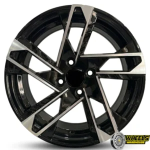 15"x6.5 4X100 YZTV77 MAG WHEEL SET MACHINE BLACK RED LINE