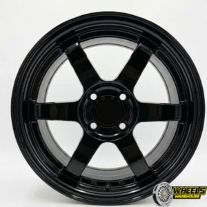 15"x7.0 4X100 DX146 MAG WHEEL SET BLACK+MACHINED FACE