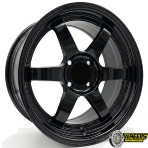 15"x7.0 4X100 DX146 MAG WHEEL SET BLACK+MACHINED FACE