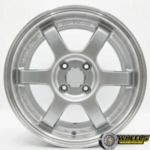15"x7.0 4X100 L111 MAG WHEEL SET HYPER SILVER LIP MACHINED+RED STICKER