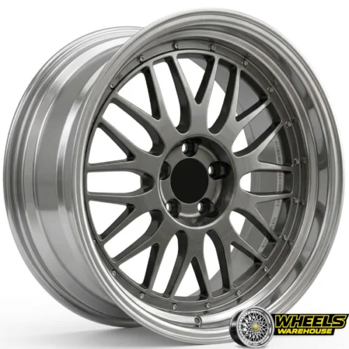 15″x6.5-7.5 4X100 OTA055 MAG WHEEL SET HYPER BLACK MACHINED LIP