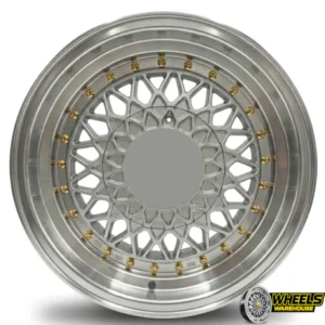 15"x6.5-7.5 4X100/4X114 OYA441 MAG WHEEL SET SILVER POLISH LIP