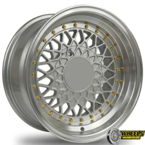 15"x6.5-7.5 4X100/4X114 OYA441 MAG WHEEL SET SILVER POLISH LIP