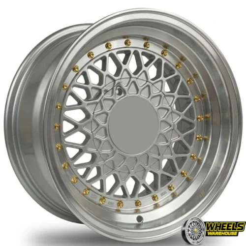 15″x6.5-7.5 4X100/4X114 OYA441 MAG WHEEL SET SILVER POLISH LIP