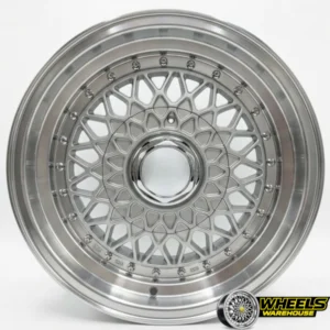 15"x6.5-7.5 4X100/4X108 OYA444 MAG WHEEL SET SILVER MACHINED LIP+SILVER RIVET