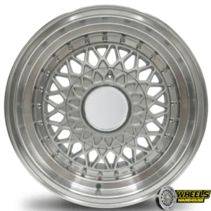 15"x8 4X100/4X108 OYA445 MAG WHEEL SET SILVER MACHINED LIP+SILVER RIVET