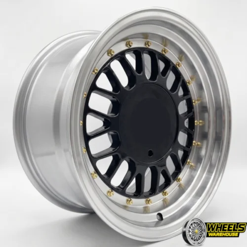 15″x8 4X100/4X114 OYA373 MAG WHEEL SET BLACK MACHINED LIP+RIVET