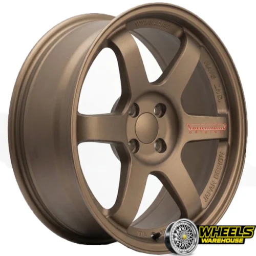 17″x8 4X100 558 MAG WHEEL SET SAND BRONZE MACHINED LIP + BRONZE RED WRITING
