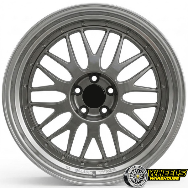 17"x7.5 4X100 OYTOS1185 MAG WHEEL SET HYPER BLACK SILVER MACHINED LIP - Image 2