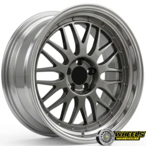 17"x7.5 4X100 OYTOS1185 MAG WHEEL SET HYPER BLACK SILVER MACHINED LIP