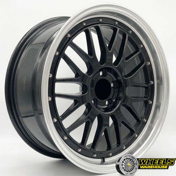 17"x7.5 4X100 OYTOS1197-OTA097 MAG WHEEL SET BLACK MACHINED LIP