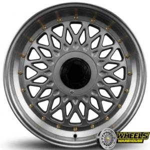17"x8 4X100/4X114 OYA366 MAG WHEEL SET HYPER BLACK MACHINED LIP + GOLD RIVET