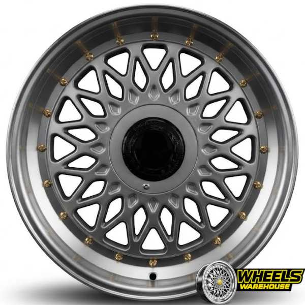 17"x8 4X100/4X114 OYA366 MAG WHEEL SET HYPER BLACK MACHINED LIP + GOLD RIVET - Image 2