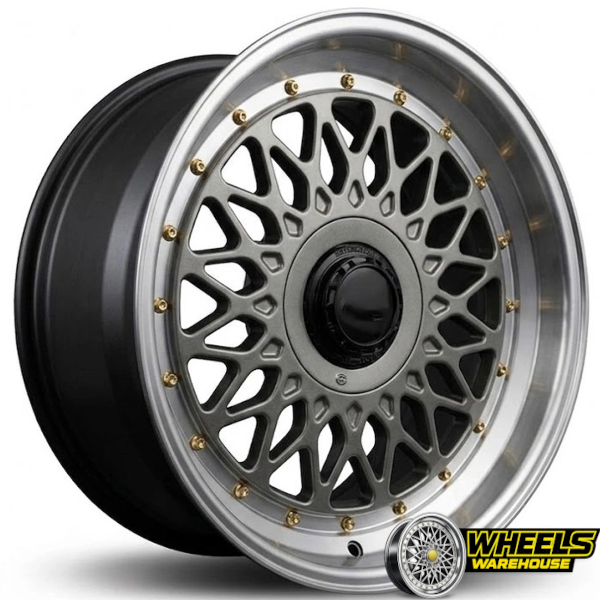 17"x8 4X100/4X114 OYA367 MAG WHEEL SET GUNMETAL MACHINED LIP