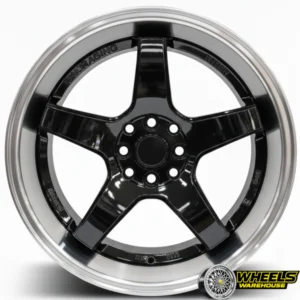 17"x9 4X100/4X114 DX649 MAG WHEEL SET BLACK MACHINED LIP
