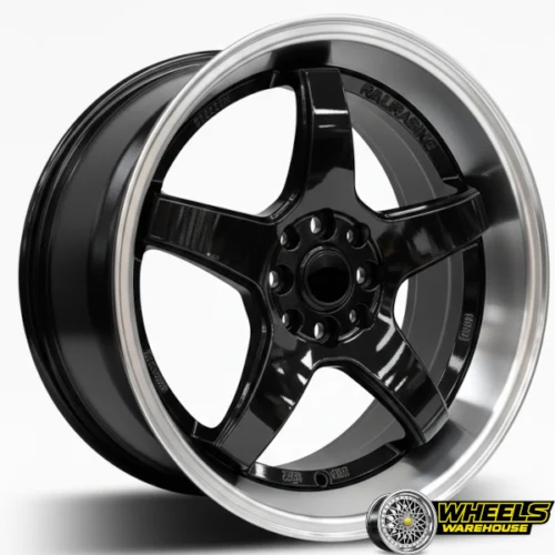 17″x9 4X100/4X114 DX649 MAG WHEEL SET BLACK MACHINED LIP
