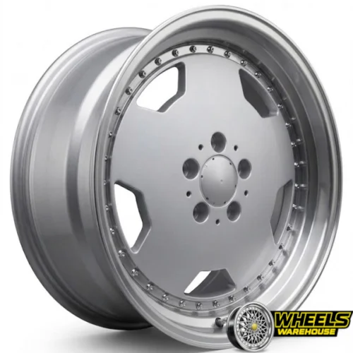 17″x8 5X112 OYA348 MAG WHEEL SET SILVER MACHINED LIP