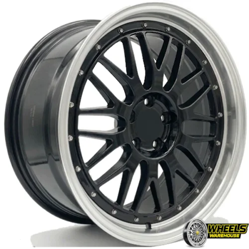 17″x7.5 5X100 OTA100 MAG WHEEL SET BLACK MACHINED LIP